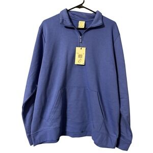 Nike Club Fleece Womens 2x Blue Sleeve Swoosh 1/2-Zip Pocket Athletic Golf New